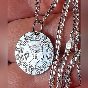 .999 Fine Silver Egyptian Pendant , Necklace Enhancer, Amulet - (3.22 Grams)